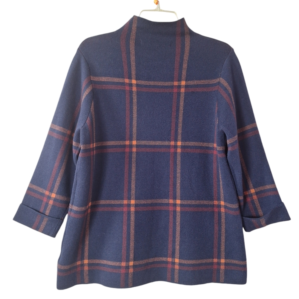 Max Studio‎ Windowpane Plaid Mock Neck Sweater